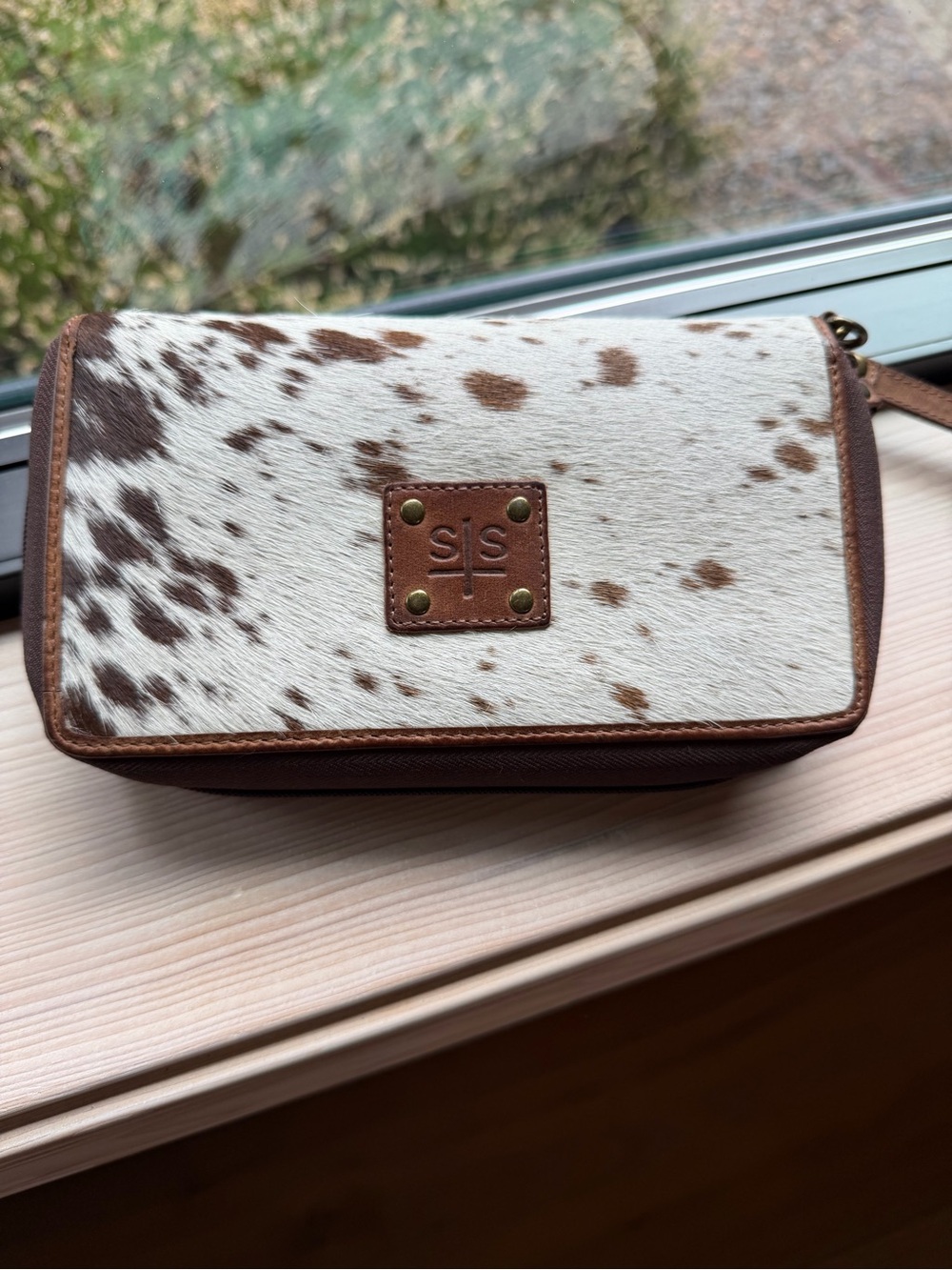 STS Ranchwear Brown and White Cowhide Wallet Clutch